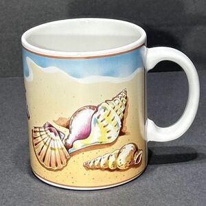 Vintage Otagiri Angela Ackerman Coffee Tea Mug Beach Sand Pastel Seaside 10oz.